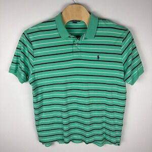 Polo Ralph Lauren Men's Green Striped Short Sleeve Polo Shirt‎ XXL